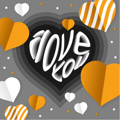 Obraz premium 3d heart with I love you. Happy Valentine's day poster.