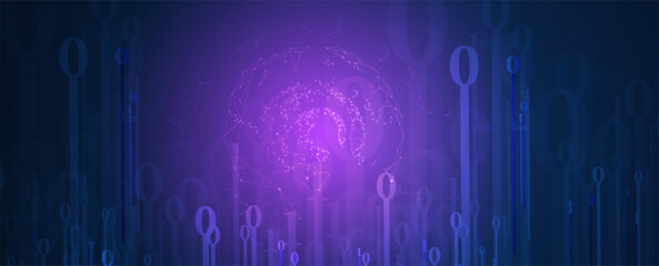 Quantum processing. Deep learning artificial intelligence. Future new technology  for business or science presentation