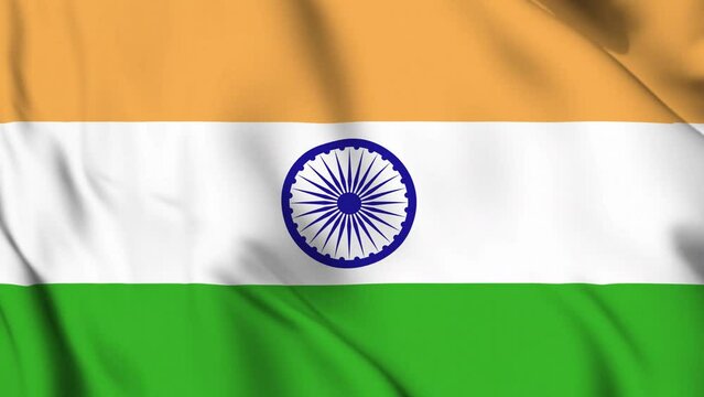 Waving Flag of India video background. Realistic Slow Motion Animation. Indian flag 4K Loop Motion Graphics. Blowing national flag