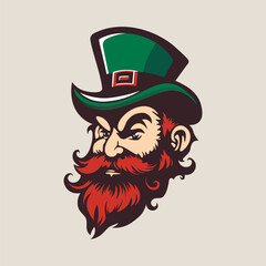 Vector of serious irish leprechaun. Logo mascot patrick's day