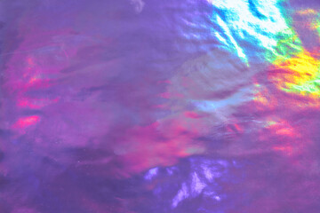 Holographic textures. Shiny foil and metallic rainbow purple gradient. Fashionable neon hologram...