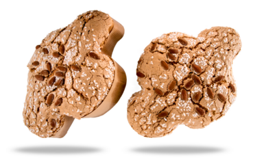 Colomba Pasquale cake, traditional Italian Easter dove with glazed sugar and almonds on top. two cakes cut out