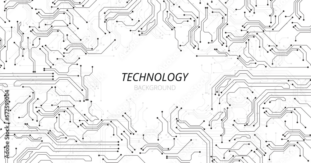 Aufkleber digital technology black circuit diagram on white background. high-tech circuit board connection sys