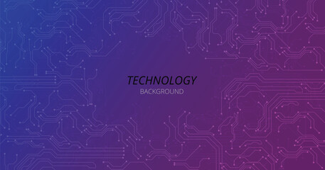 Digital technology circuit diagram on pink blue background. High-tech circuit board connection system.Vector abstract technology on bright background.	
