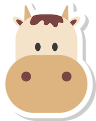 cow face sticker, animal icons.