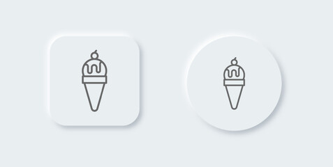 Ice cream line icon in neomorphic design style. Cone signs vector illustration.