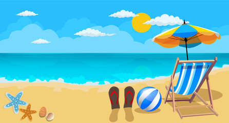 Summer holiday vacation concept. Colorful and flat illustration.