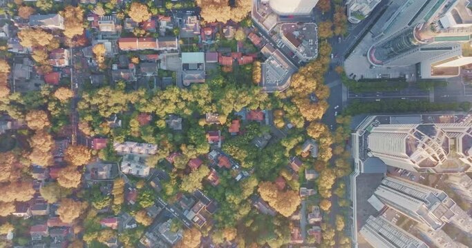Aerial photography of residential areas in autumn