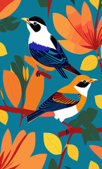 Colorful birds background illustration wallpaper 