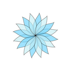 Fototapeta na wymiar Blue flower with one line outline on white background