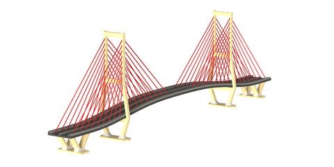 3D Model Illustration of Suramadu Bridge: Surabaya and Madura Iconic Landmark in Digital Art