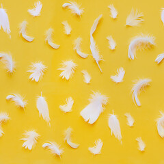 
seamless pattern with white feathers on a yellow background