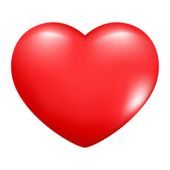 Hand drawn realistic 3d heart. Decorative spring romantic icon love symbol. Happy Valentines Day icon of red heart. Abstract vector illustration isolated on white background