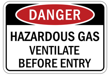 Grain silo hazard sign and labels hazardous gas, ventilate before entry