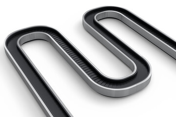 Airport luggage conveyor belt from baggage claim area on white background.