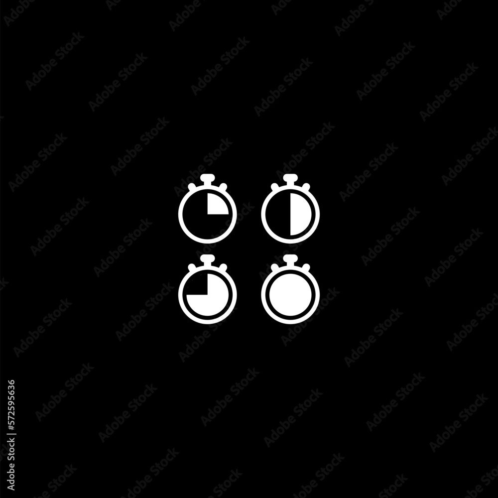 Poster set of timer icon isolated on dark background