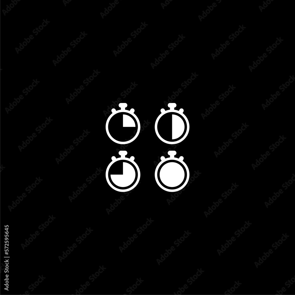 Poster set of timer icon isolated on dark background
