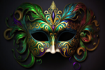 Illustration of a colorful detailed Mardi Gras mask