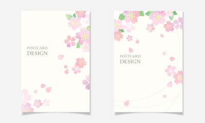 桜の花びらをモチーフにしたポストカードデザインJ