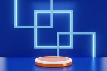 Mock up winner podium on color background, 3d render, 3d illustration