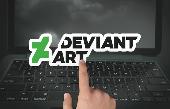 deviantart, social media background - stock photo