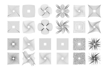 Set of y2k geometric shapes. Trendy hipster background and logotypes. Collection of memphis design, retro elements for web, vintage, advertisement, commercial banner, poster, leaflet, billboard, sale.