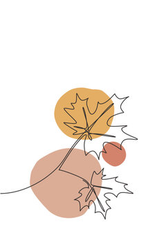 recommend clip art: Single continuous line drawing spring maple leaf. Botany style concept for posters, wall art, tote bag, mobile case, t-shir, sticker print. Trendy one line draw design vector graphic illustration