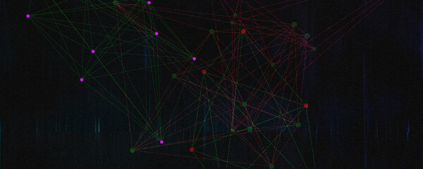 Abstract node network background image.