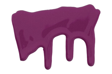 Dark purple with pigment flowing down. Isolated on transparent background.