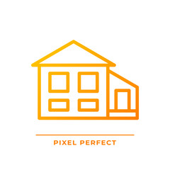 Split-level house pixel perfect gradient linear vector icon. Bi-level home. Detached suburban building. Real estate. Thin line color symbol. Modern style pictogram. Vector isolated outline drawing