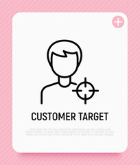 Customer target thin line icon. Optimization of audience. Market strategy. Vector illustration.