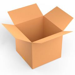 Cardboard box or carton on white background, carrying parcel and online shopping