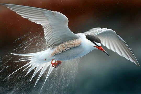 In flight, a common tern (also known as a terna swallow). Generative AI