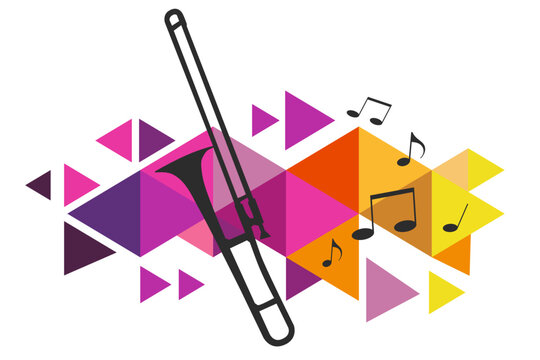 trombone with colorful geometric background clip art preview