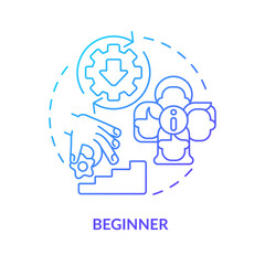 Beginner blue gradient concept icon. Start way to equity in workplace. DEI program maturity stage abstract idea thin line illustration. Isolated outline drawing. Myriad Pro-Bold font used