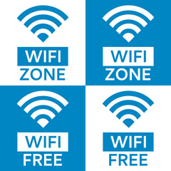 wifi zone icon set, free wifi sign