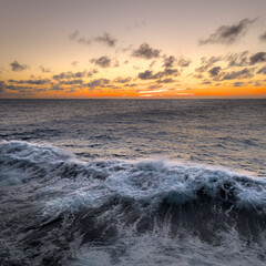 Bow wave in sunset