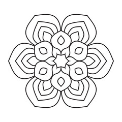 Elegant Simple mandala page, Easy mandala Flower, intricate lines patterns wall art, invitations, kaleidoscope, designs, basic mandalas Coloring Book, adults, seniors, beginners