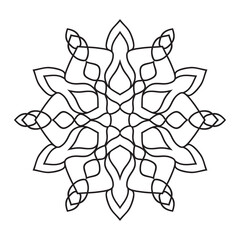 Elegant Simple mandala page, Easy mandala Flower, intricate lines patterns wall art, invitations, kaleidoscope, designs, basic mandalas Coloring Book, adults, seniors, beginners