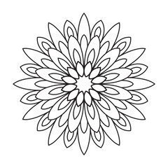 Elegant Simple mandala page, Easy mandala Flower, intricate lines patterns wall art, invitations, kaleidoscope, designs, basic mandalas Coloring Book, adults, seniors, beginners