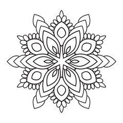 Elegant Simple mandala page, Easy mandala Flower, intricate lines patterns wall art, invitations, kaleidoscope, designs, basic mandalas Coloring Book, adults, seniors, beginners