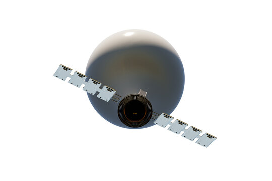 Weather balloon with electronic equipment and solar panels. 3D Render