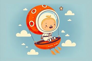 Fototapeta premium Cute astronaut created with Generative AI 