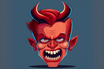 Red devil flat illustration created with Generative AI 