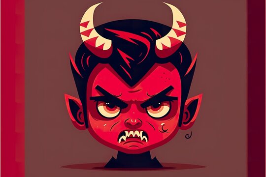 Red devil flat illustration created with Generative AI 