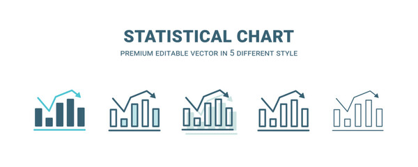 Fototapeta premium statistical chart icon in 5 different style. Outline, filled, two color, thin statistical chart icon isolated on white background. Editable vector can be used web and mobile