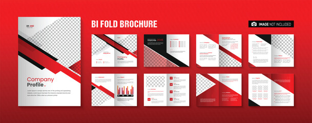 Company Profile Business Annual Report Bifold Brochure Template Design - obrazy, fototapety, plakaty