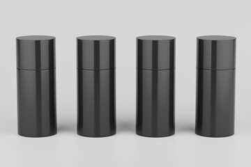Black Plastic Spray Deodorant Multiple Bottles Bottle Mockup. 3D Rendering