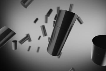 Black Plastic Spray Deodorant Multiple Bottles Bottle Mockup. 3D Rendering