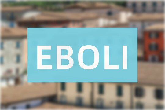 Eboli: Der Name der italienischen Stadt Eboli in der Region Campania vor einem Hintergrundbild